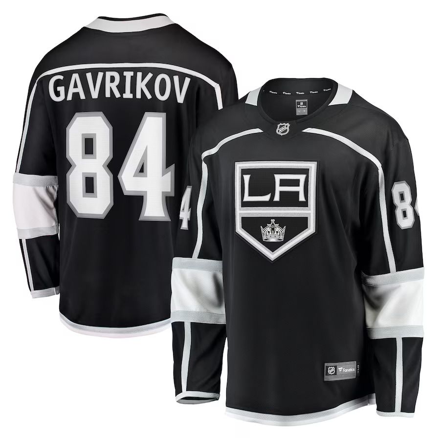 Men Los Angeles Kings 84 Vladislav Gavrikov Fanatics Branded Black Home Breakaway NHL Jersey